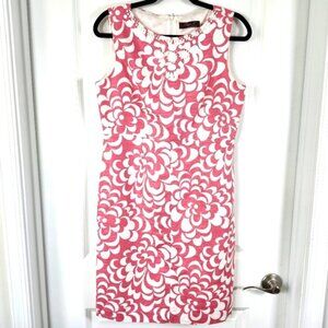 Eliza J Linen Women's Pink Floral Embellished Sheath Shift Dress Sleeveless Sz 8